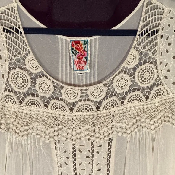 Johnny Was Elegant White Lace Women's Top/Dress - Picture 6 of 9